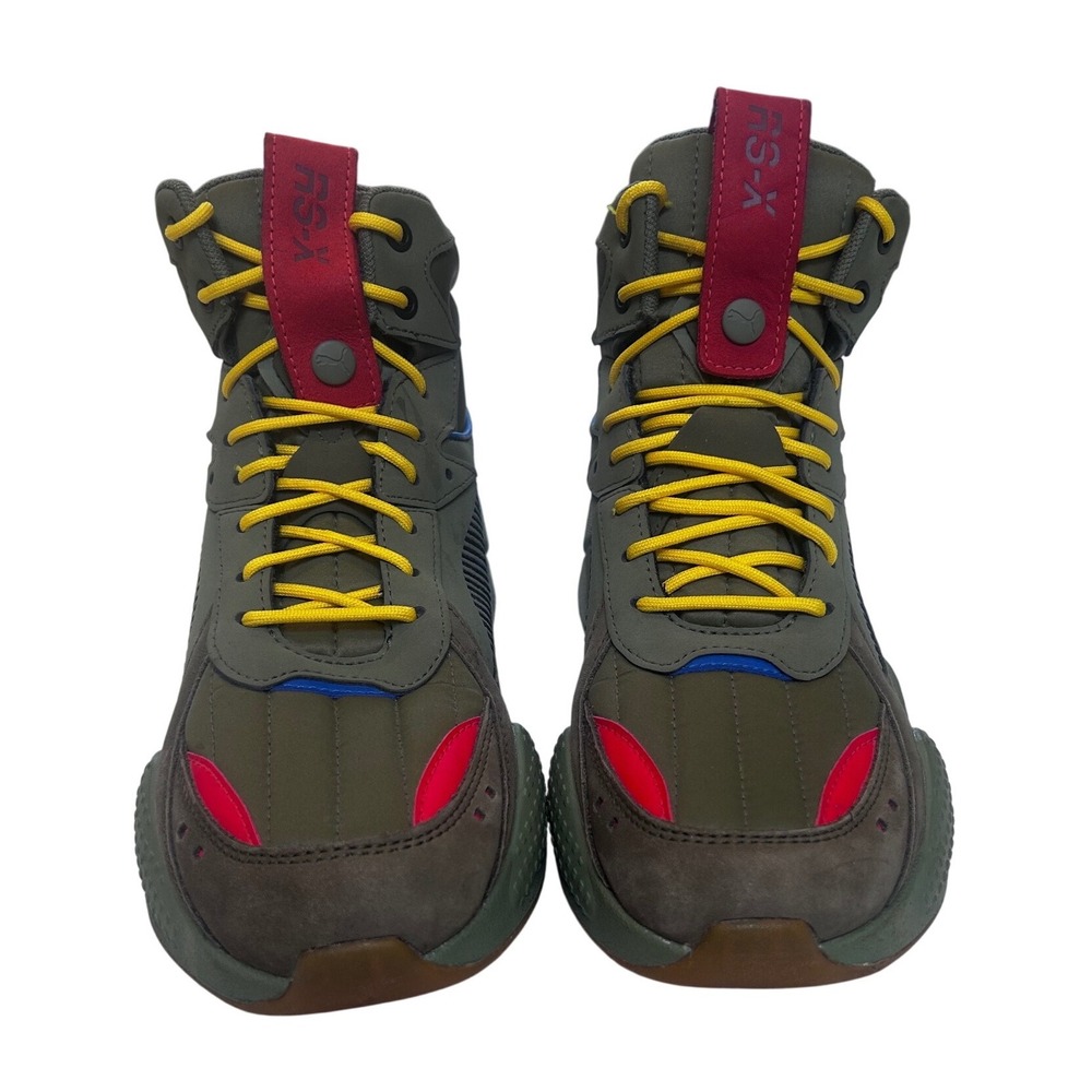 Puma RS-X Midtop Sneakers‎ Mens Olive Green Grey Yellow High Top 373059-01